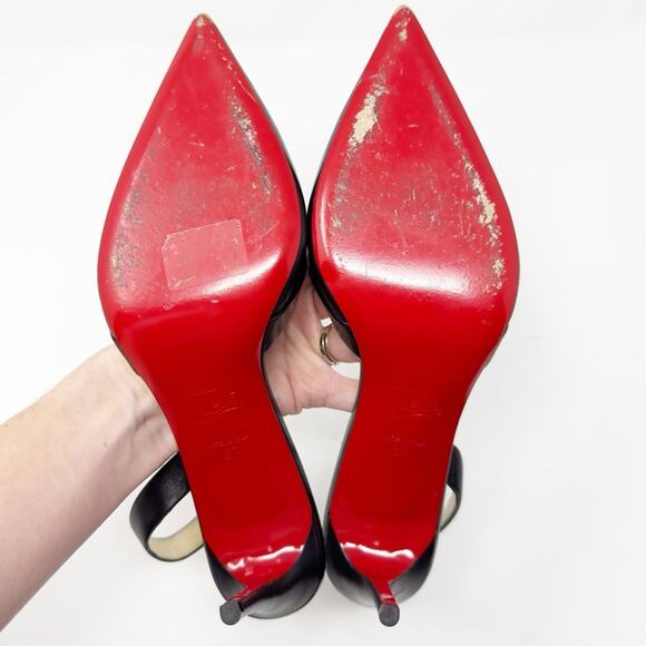 Christian Louboutin Actina Black Leather Slingback Pumps - Picture 6 of 14